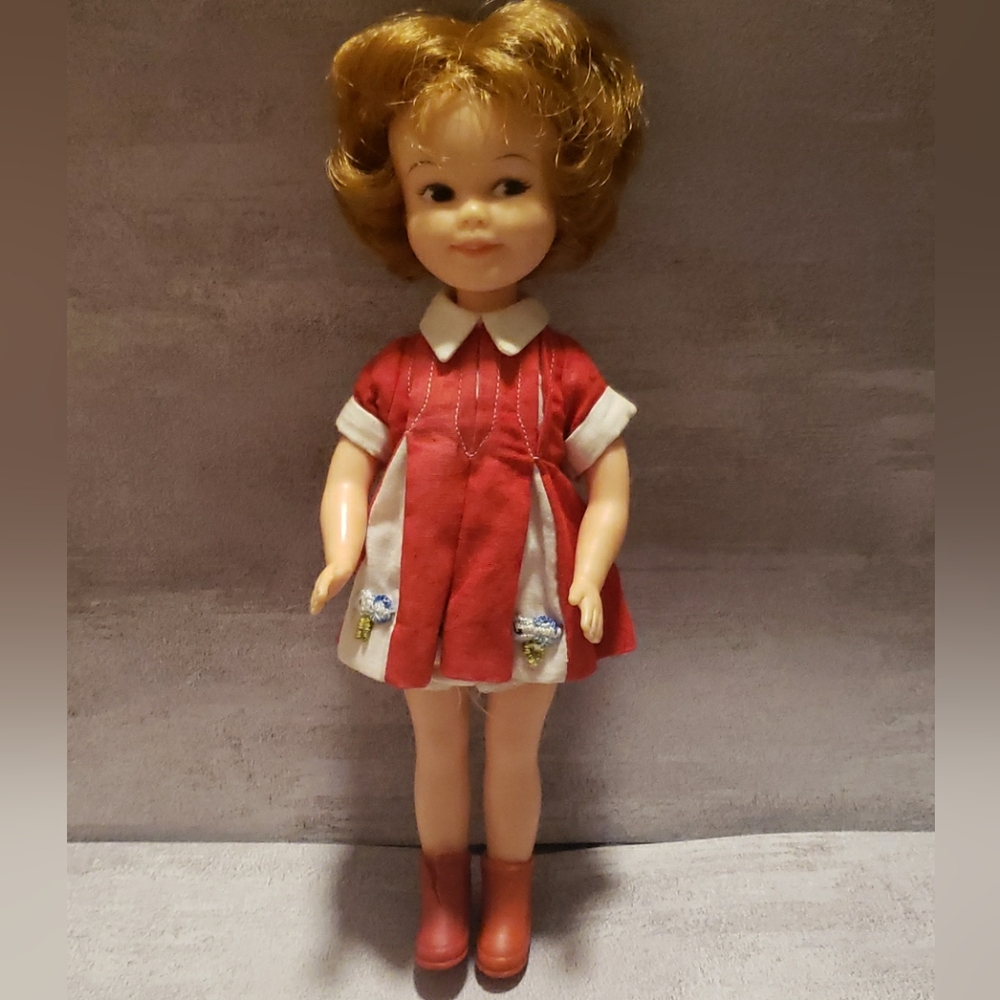 Vtg 1963 Penny Brite Doll Red Dress And Boots